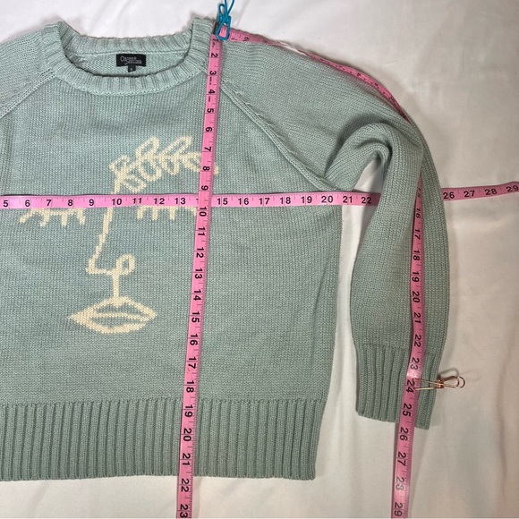Desert Dreamer Cameo Face Outline Sage Knit Pullover Cropped Sweater SMALL EUC - Picture 14 of 16
